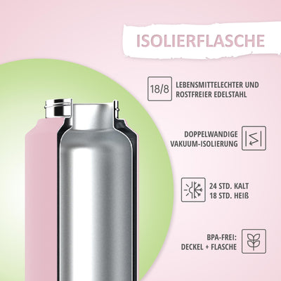 Trinkflasche - 500ml - Rosa/Light Green
